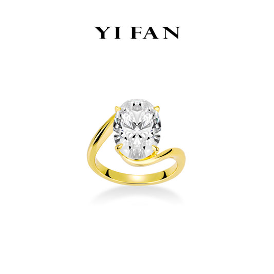 #10335 Limited collection: Modern “Stellar Elongated Oval-cut” High-End Couture Ring