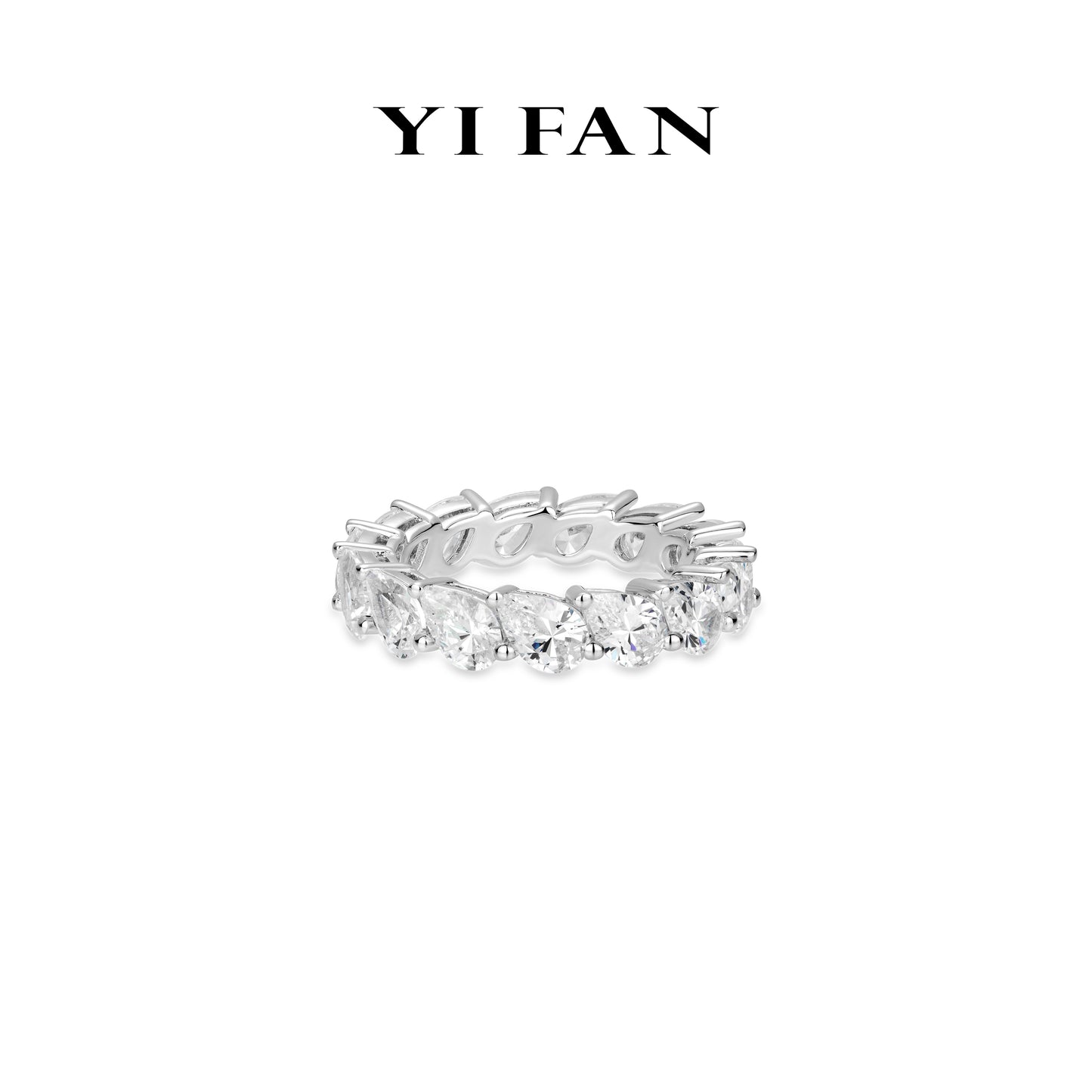 #10387 Wedding collection: Luxury "Pear-cut Celestial Sliver Great Wall"detailed enternity ring