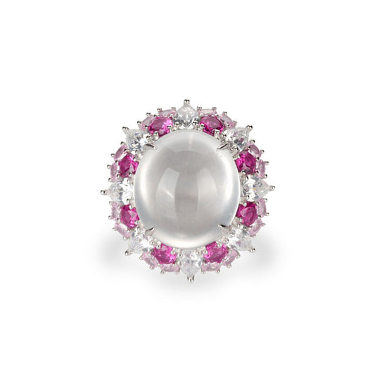 High Jewelry collection: Premium lcy Jadeite“Giant Pigeon egg” Pink love Ring