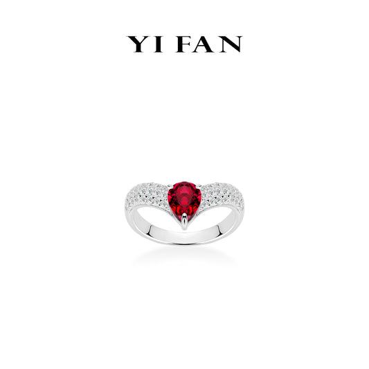 Minimalist collection: Modern red small “Drop shape“ ring