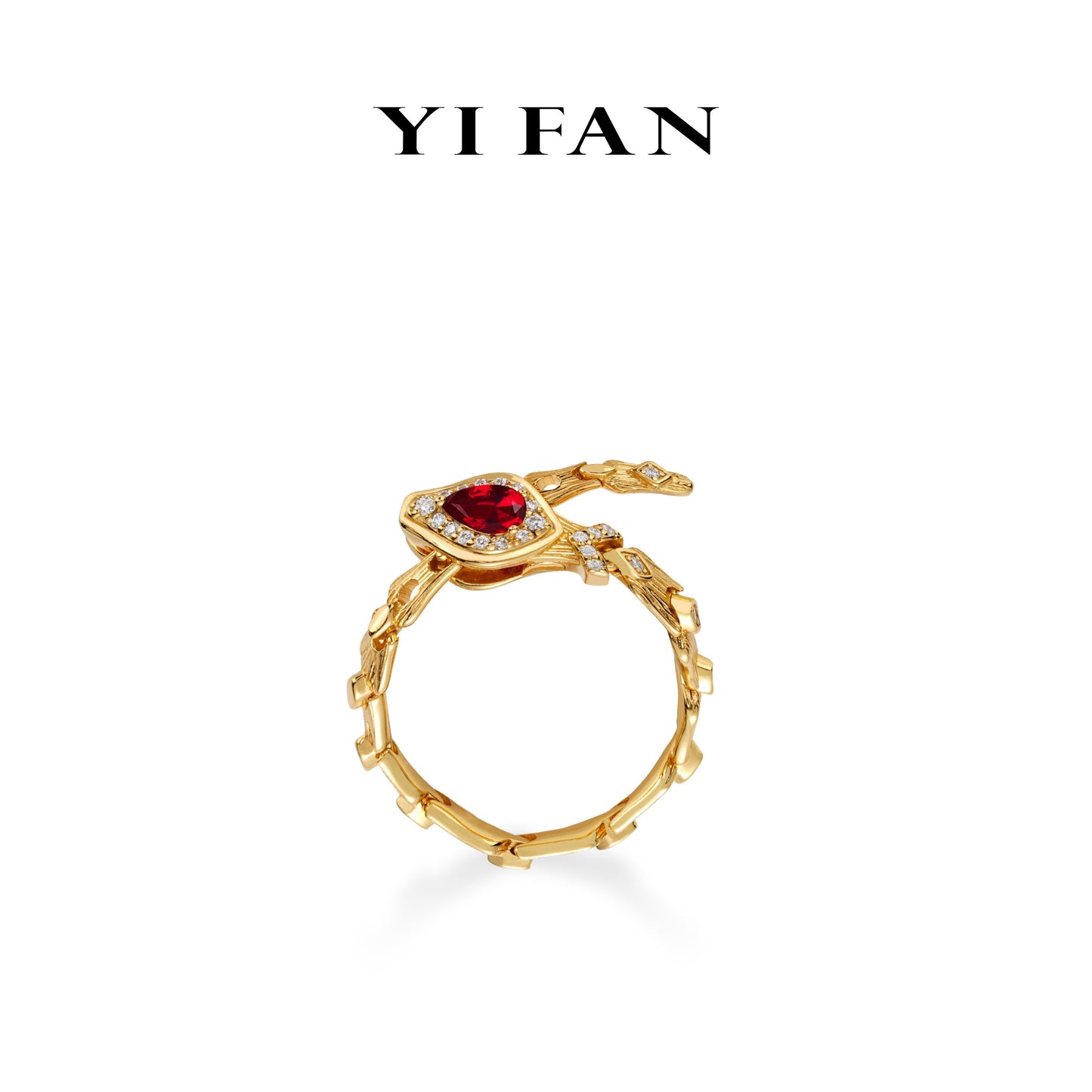 Golden time collection: Modern"Red Wine droplet" Spiritual Snake Rings