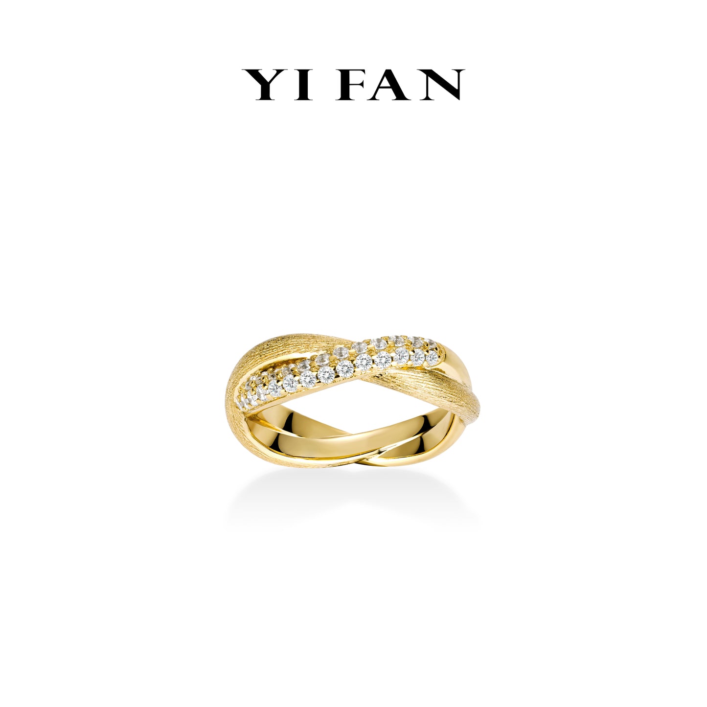 Golden time collection: Modern"Golden Brushed Cross" detailed Ring