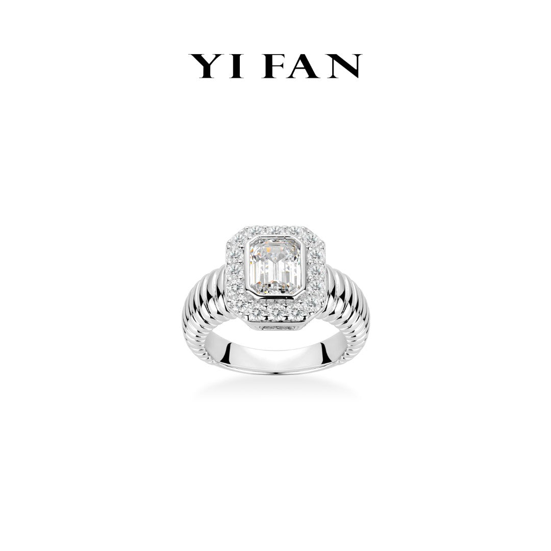 Wedding collection: Classic Emerald-cut "Modern Rock" Ring