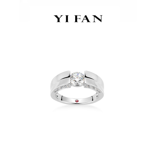 Wedding collection: Modern "Brilliant Starlight" Unique band solitaire Ring(Unisex)