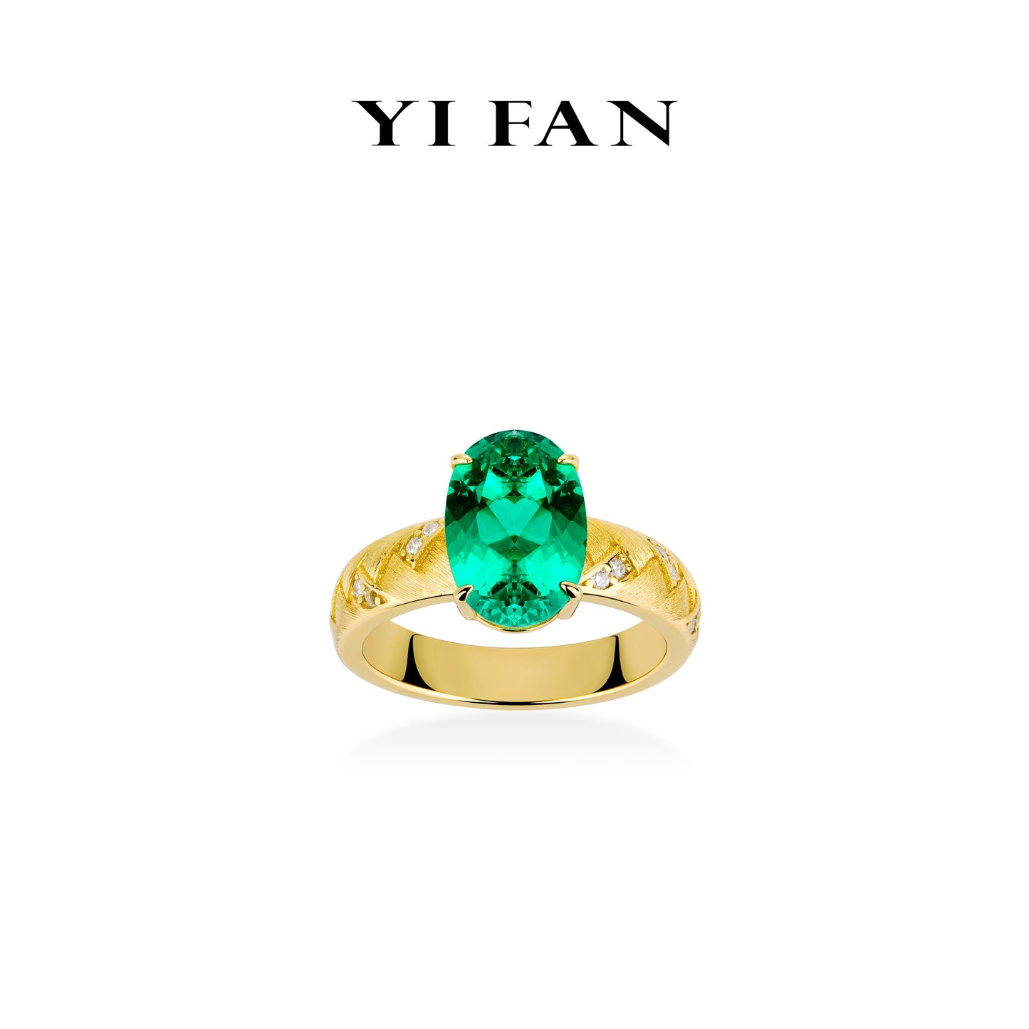 Emerald collection: "lcy green pigeon-egg in golden galaxy" Golden-arm Ring