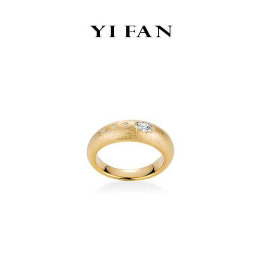 Golden time collection:Modern "Golden Brushed Apollo” detailed ring