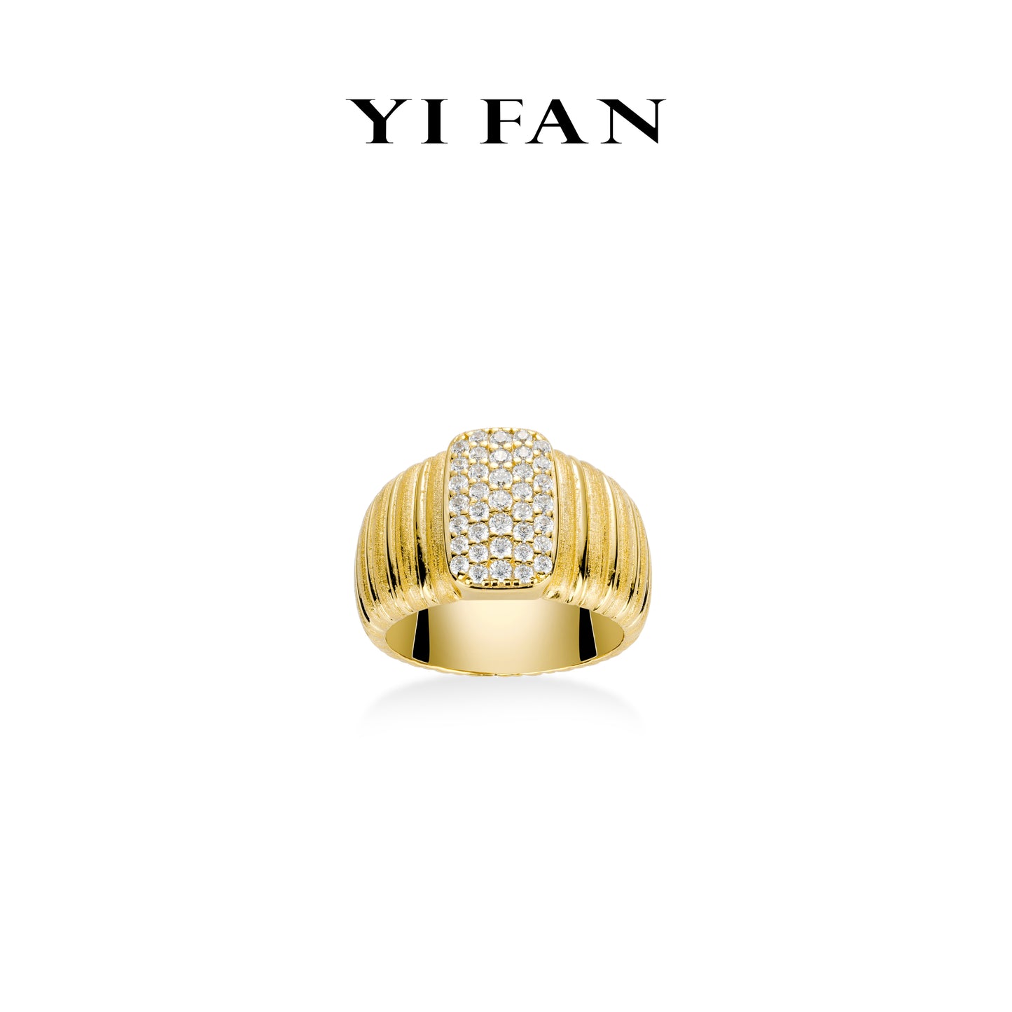 Golden time collection: Modern "Golden brushed Dazzling" detailed Ring