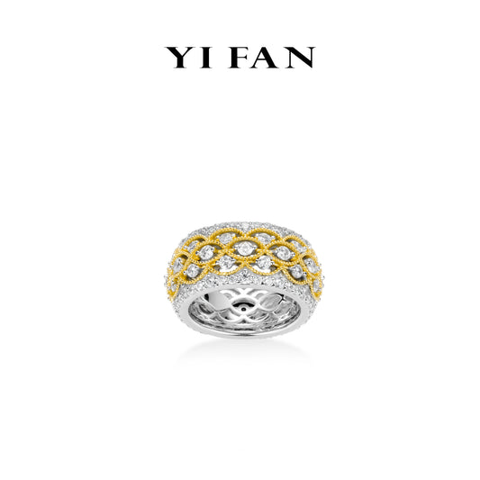 Golden time collection:Modern Summer Time "Sterling silver mixed" design Ring