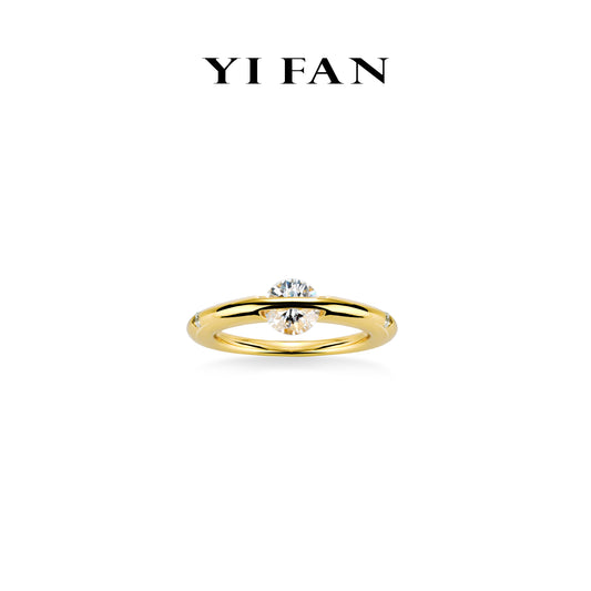 Minimalist collection: Brilliant"Golden Flipped" delicate Ring