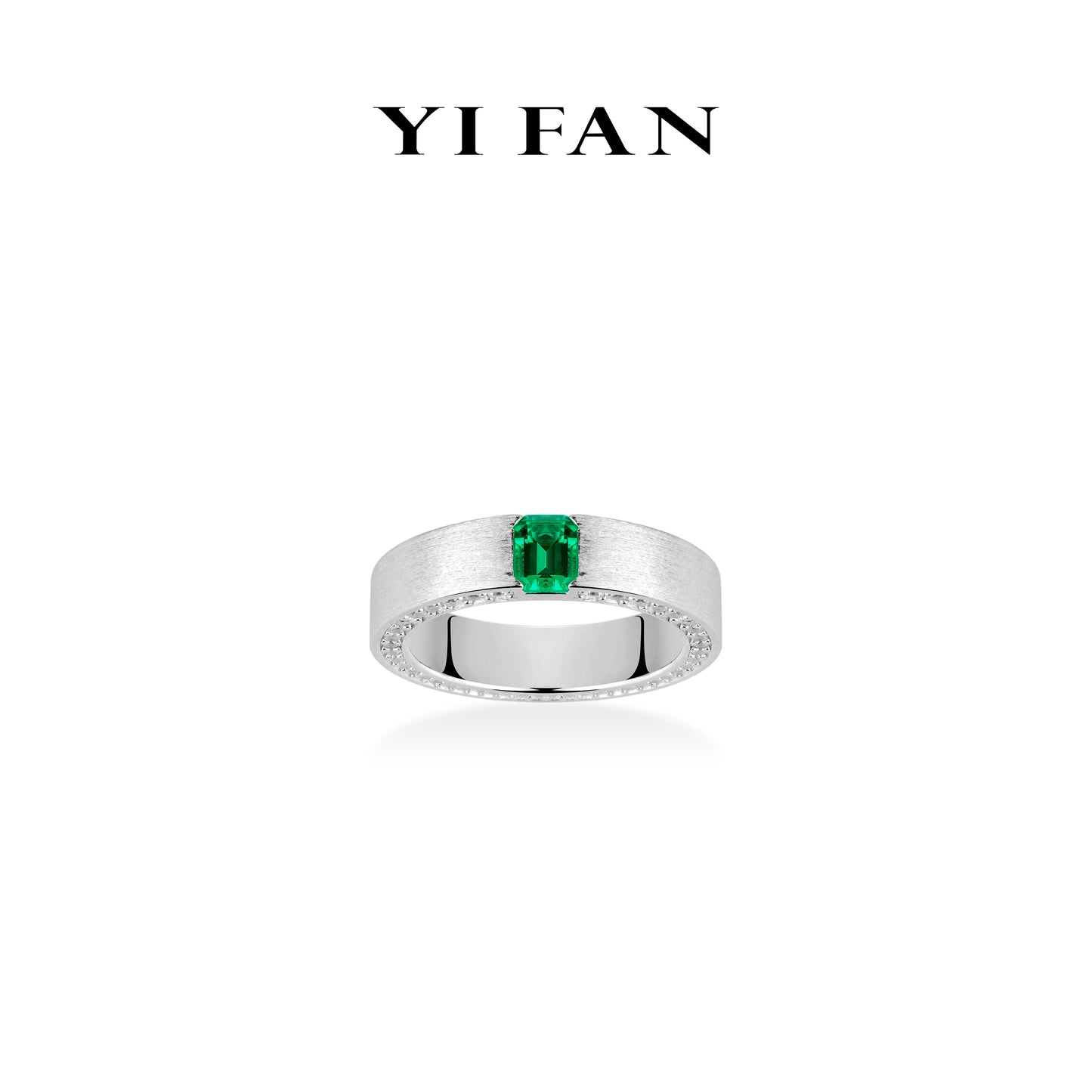 Emerald collection: Modern “silver drawing” delicacy unisex wedding ring