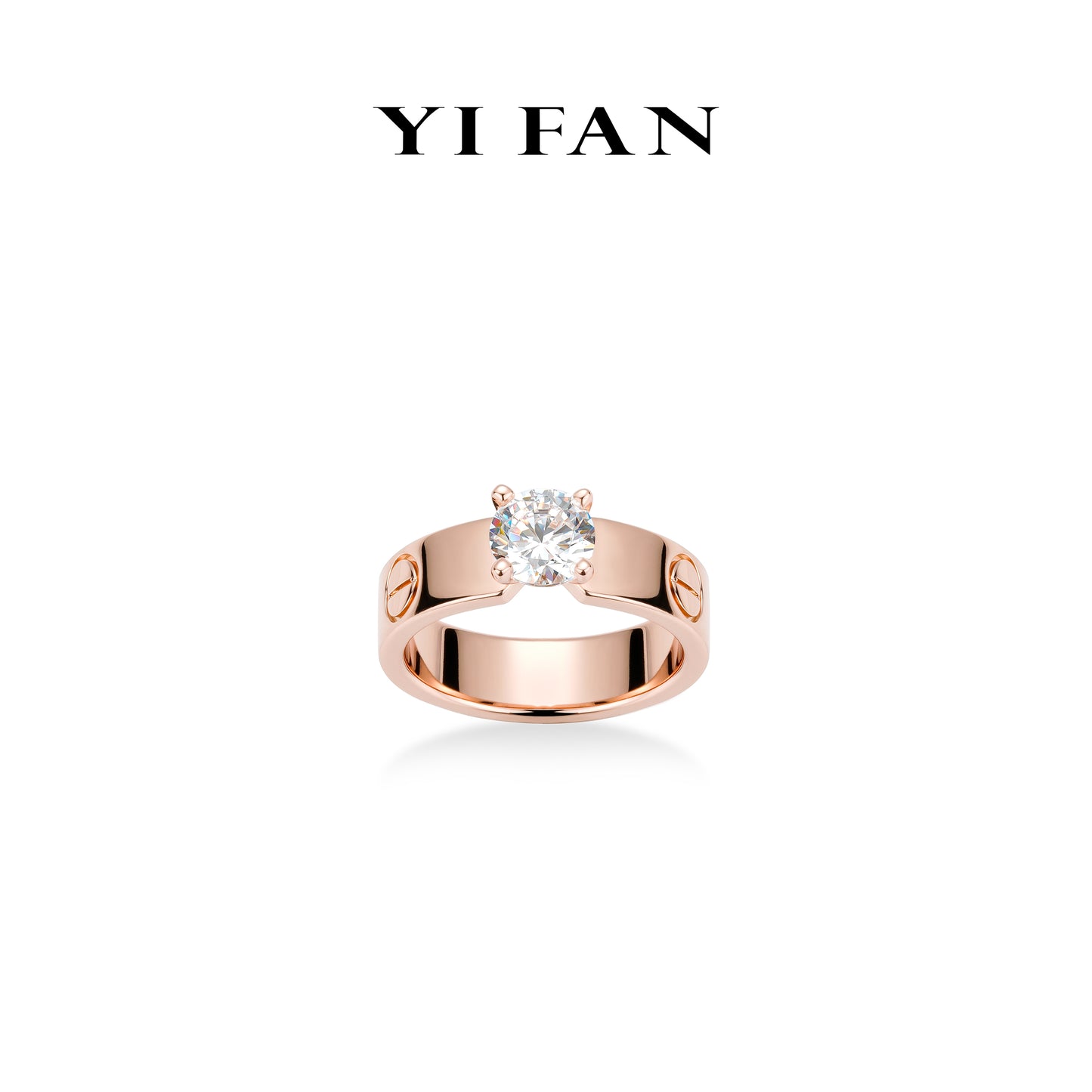 Rose-gold Fever collection: Modern "Love" CNC solitaire Ring