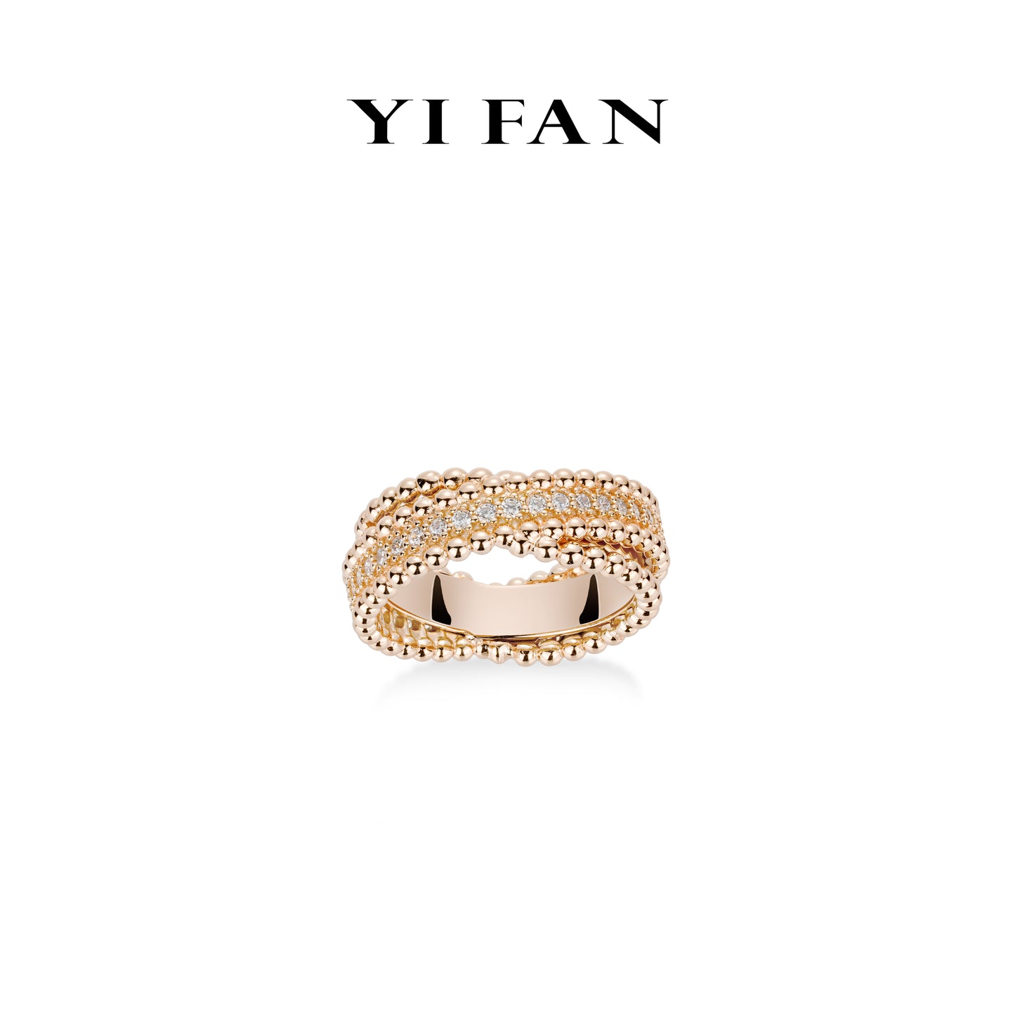 Rose-gold Fever collection: Modern "rose the stars are full of beads” Ring