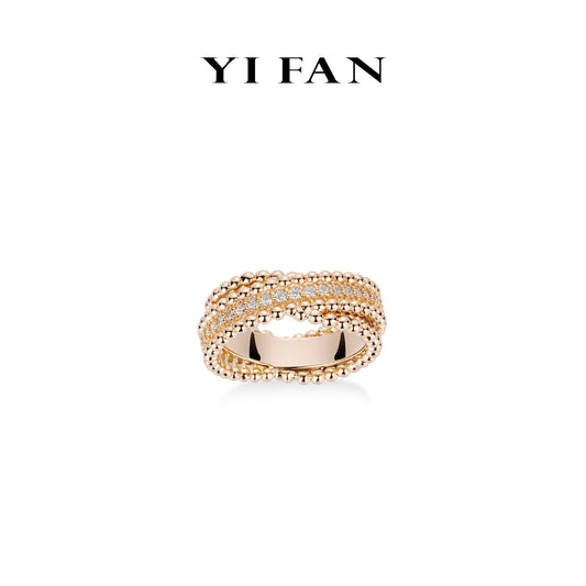 Rose-gold Fever collection: Modern "rose the stars are full of beads” Ring