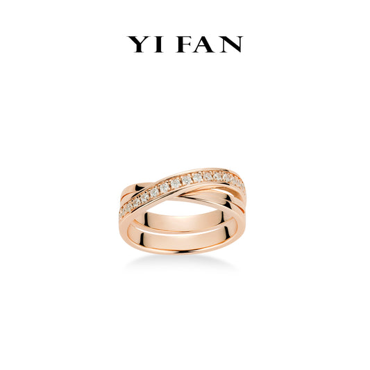 Rose-gold Fever collection: Modern"starrySky X" Cross Ring