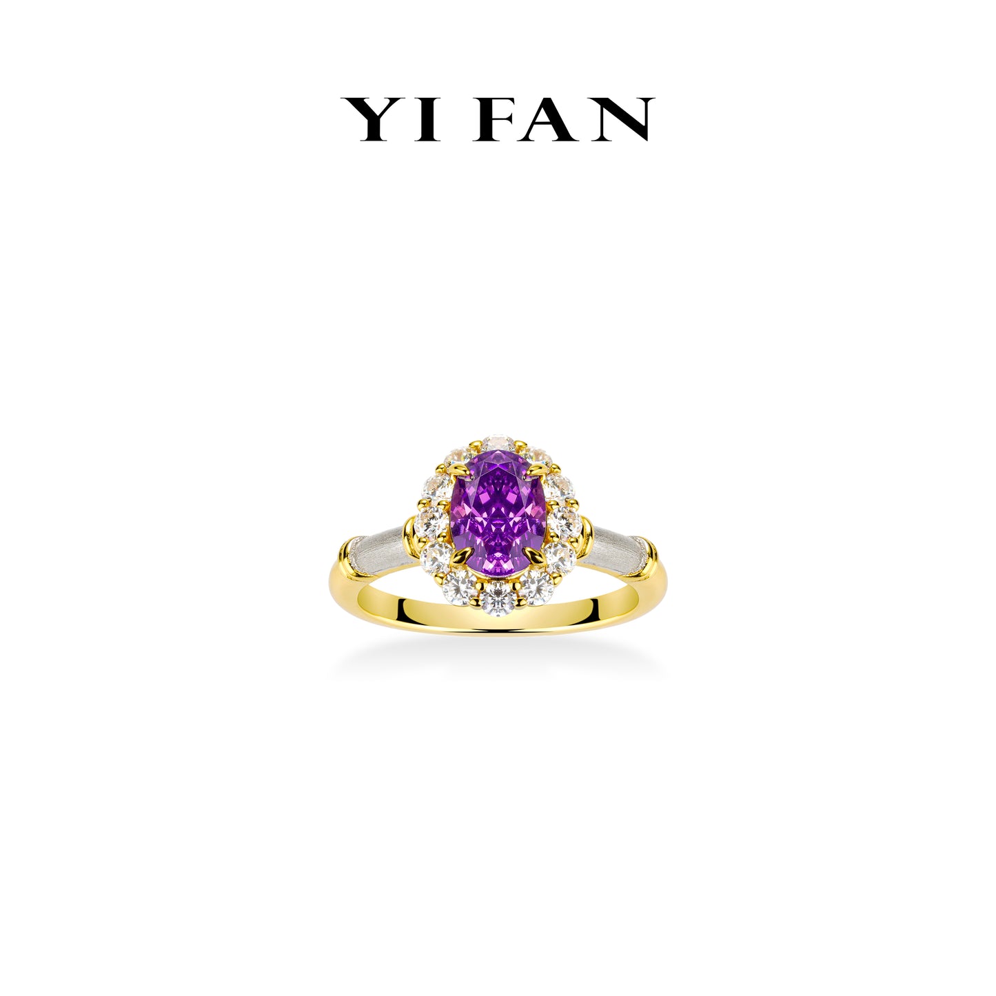 Mysterious Purple color collection:Golden “Purple Clouds Sun-flower” unigue glimmer-arm Ring #1936