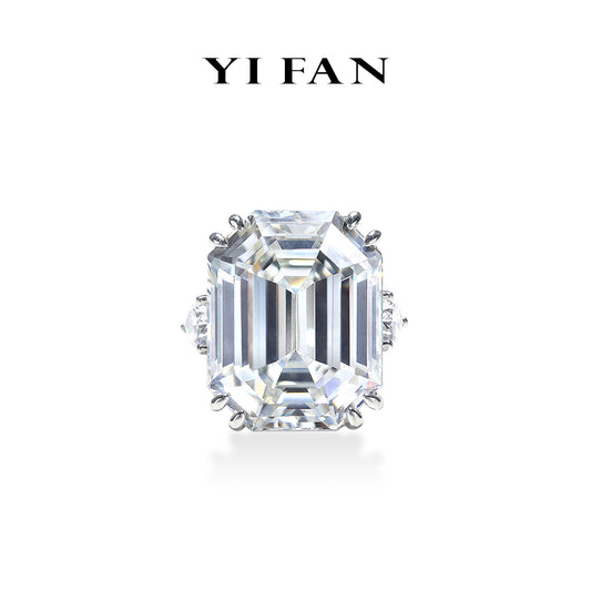 Micro-setting Emerald cut Lab created stones Dream of stars ring sterling silver. (50 carat)  #1132