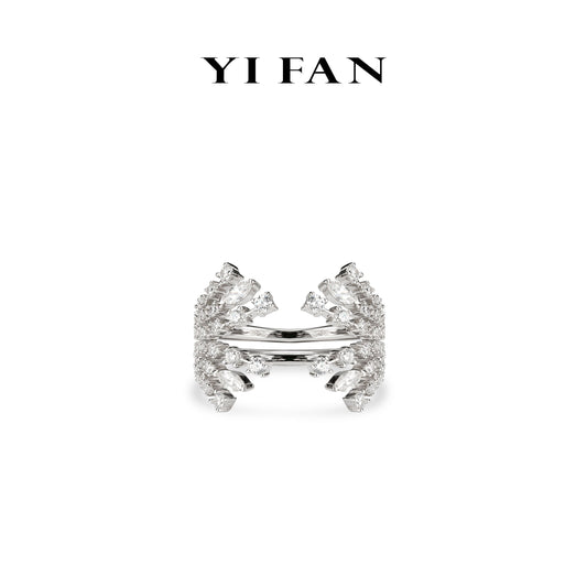 Micro-setting Lab created stones Unique multi-purpose set ring, sterling silver #1180