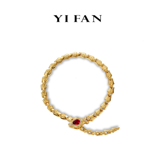 Golden time collection: Modern "Red Winedroplet" Spiritual snake Bracelet