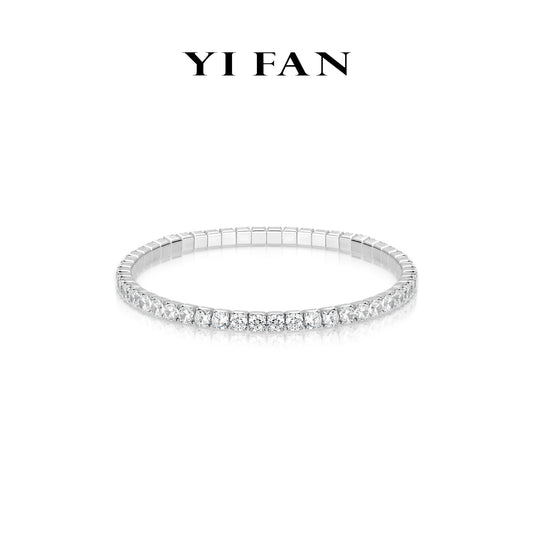 Elastic Silver Grace Collection：Modern “Brilliant Lavender White” detailed Elastic Bracelet #4932