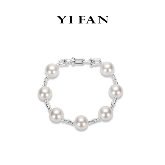 Limited edition:Modern white pearls unique chain bracelet