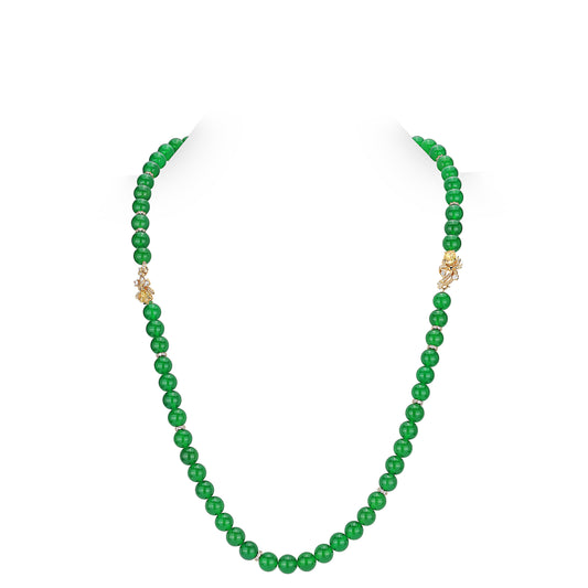 Lab Created Gemstones Double-Deck Necklace Jade