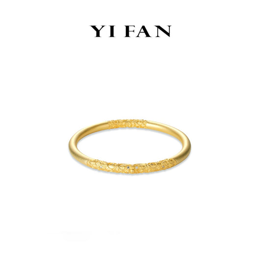 Golden time collection: Modern "Goldenhand-carved Floral" detailed Bangle