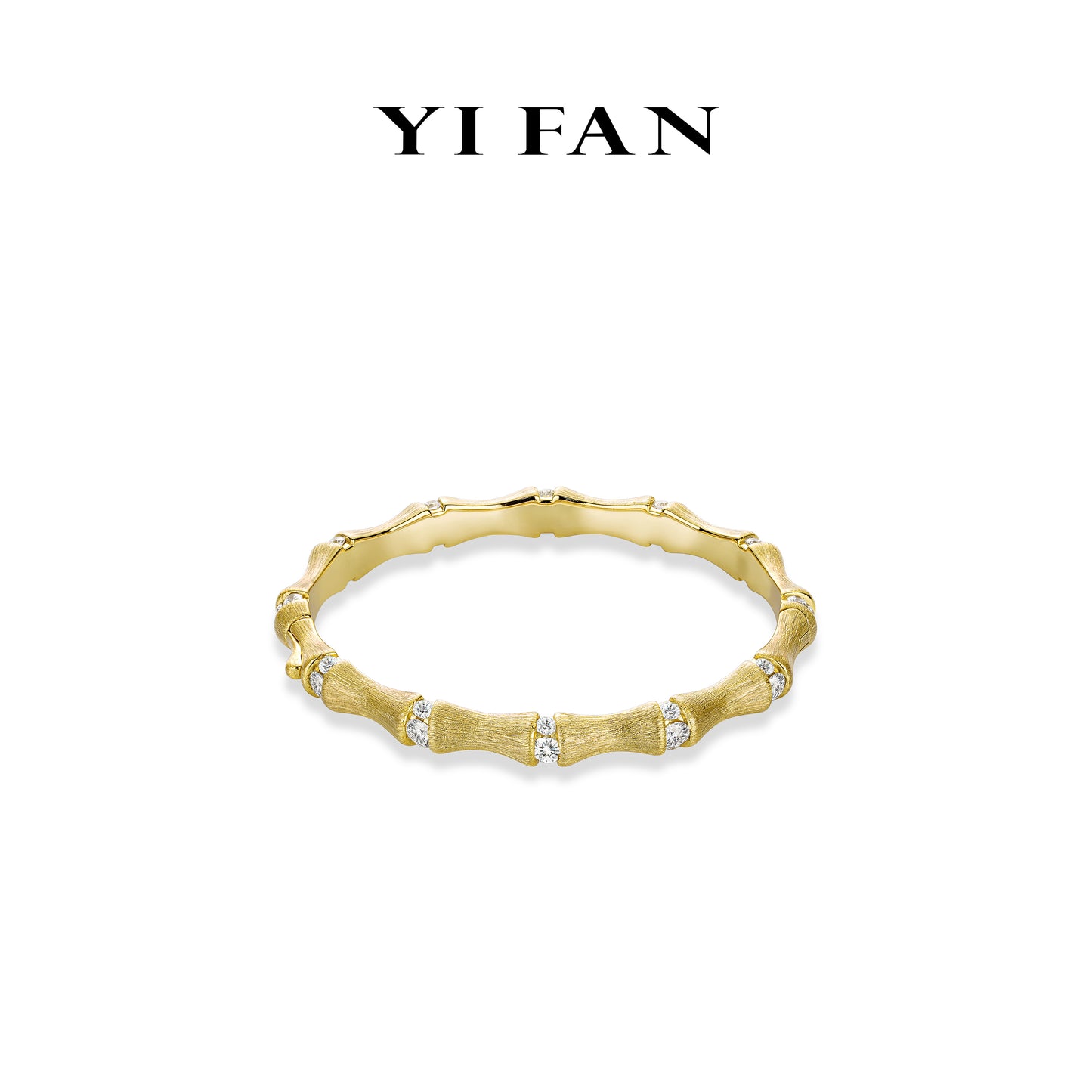 Golden time collection: “Modern Bamboo Section” detailed eternity Bracelet/Bangle