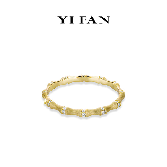 Golden time collection: “Modern Bamboo Section” detailed eternity Bracelet/Bangle