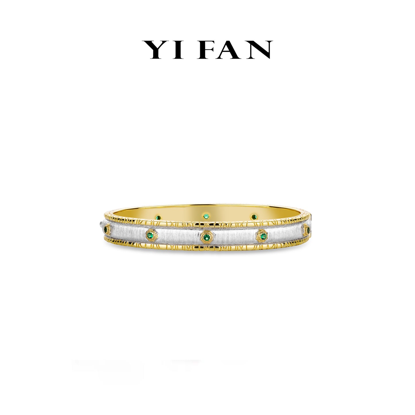 Golden time collection:“Modern ltalian brushed silver green starlight”detailed Bracelet/Bangle