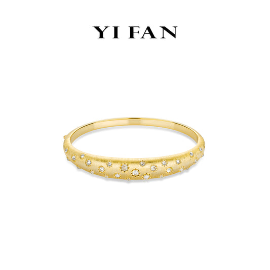 Golden time collection: Modern "Brushed Bright starry Sky" detailed Bangle/Bracelet