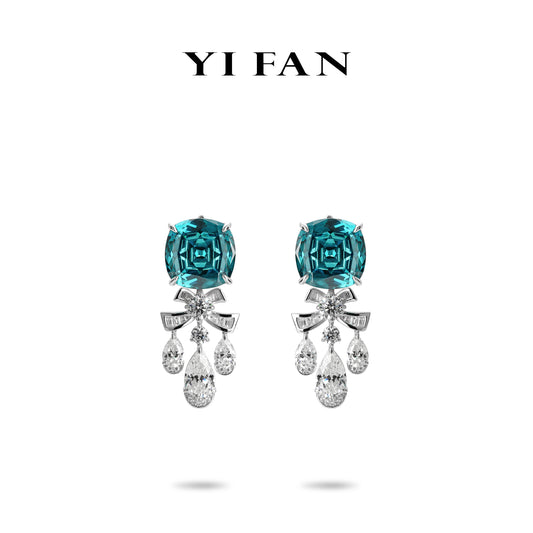High Jewelry collection: Luxury Paraíba Color “Spring Hope theme” matching Earrings(Only for order)