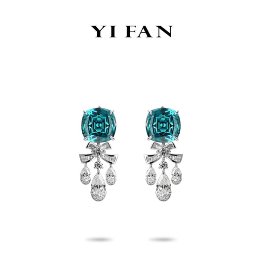 High Jewelry collection: Luxury Paraíba Color “Spring Hope theme” matching Earrings（Only for order）