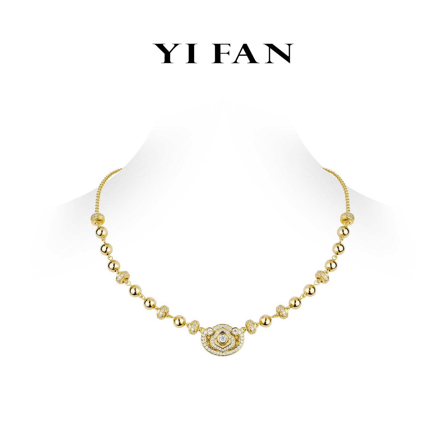 Golden time collection: "Lucky Ruyi with unique Treasure beads" detailed Necklace(Unisex)