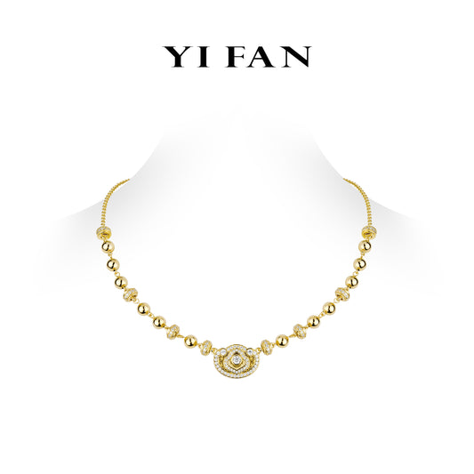 Golden time collection: "Lucky Ruyi with unique Treasure beads" detailed Necklace(Unisex)