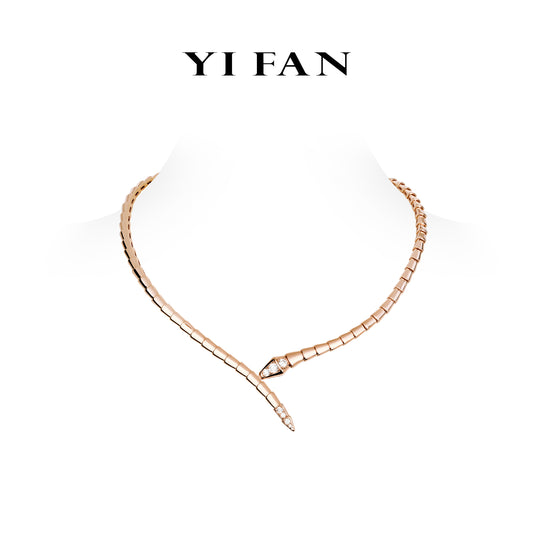 Rose-gold Fever collection: Modern "Brushed Starlights" The snake choker necklace