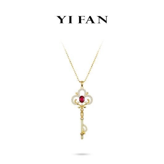 Ruby color collection: "Red Pigeon-egg Hollow Key" exquisite Pendant/Necklace #20083