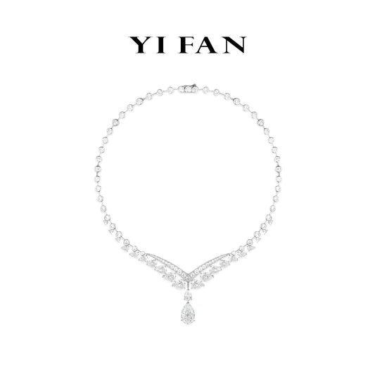 High Jewelry collection: Luxury “White Pear-cut” detailed Necklace