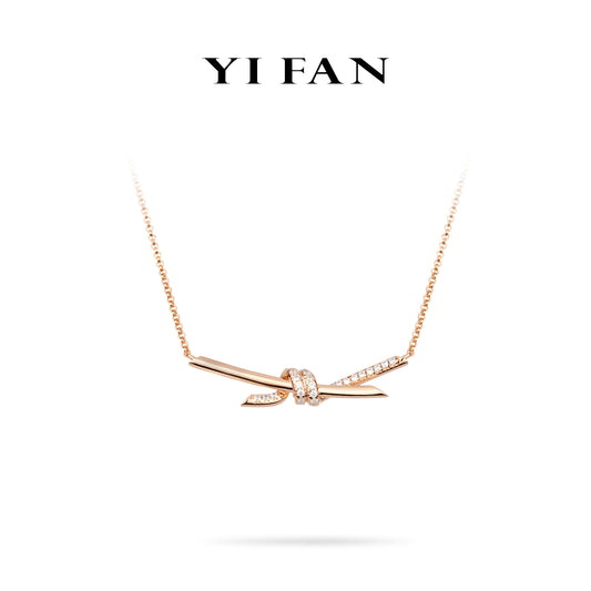 Rose-gold Fever collection: Modern "Thorn Smile" delicate Necklace