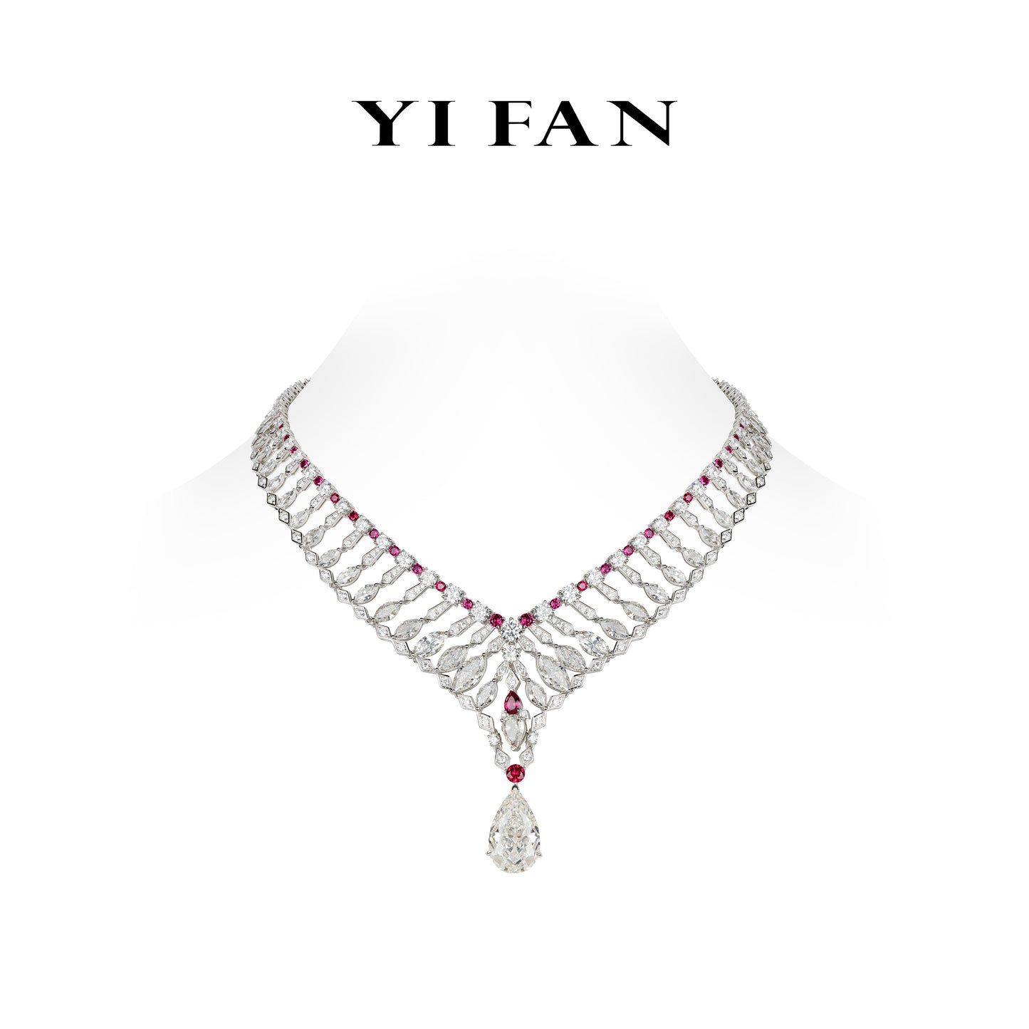 High Jewelry collection: Luxury “White Pear&Marquise-cut” detailed Necklace