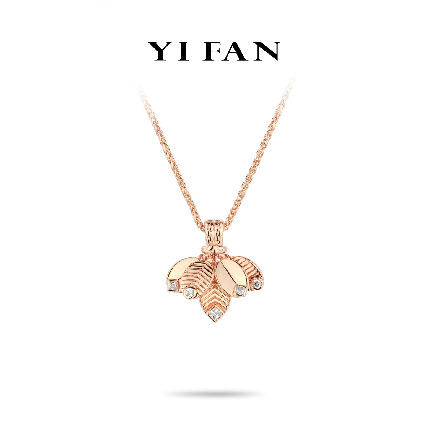 Rose-gold fever collection: Carved pattern "Rose Petals Dangle" CNC delicate Pendant/Necklace