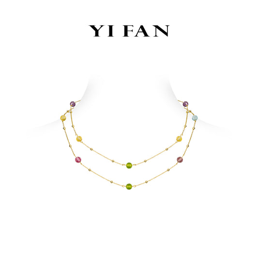 Minimalist collection: Modern Multi-purpose "Rainbow Sugar beans" delicate Long Necklace #20428 #01036