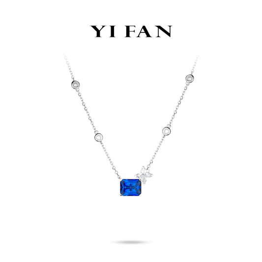 Sapphire Color collection: Modern "Deep-blue lce Cube and Star" exguisite Necklace #20611 #04007