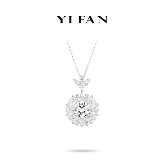 Wedding collection: Modern "Round Brilliant Heaven Flower" detailed Pendant/Necklace (Big carat) #20662