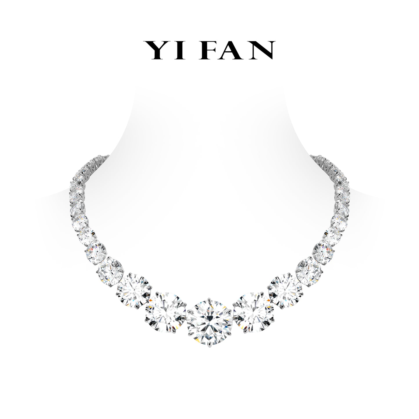 Magnificent High Jewelry collection:  Luxury “Graduated Round Brilliant” Necklace for Wedding/Banquet (more than 171 Carat) #20692