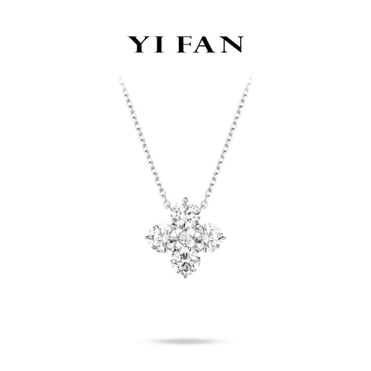 #20744 Minimalist colection: Modern "Four stones woven into a flower" delicate Necklace #03093