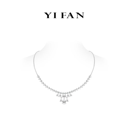 Ethereal sparkle Collection: Modern "lcyWaterfall Droplets " exquisite unique Chain Necklace #21015