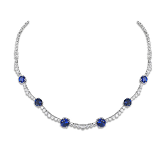 Lab Created Gemstones Sapphire(blue) Necklace 925 sterling silver