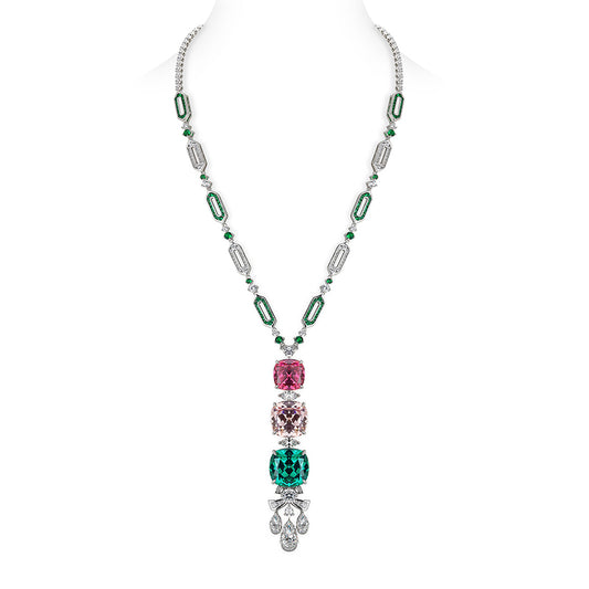 High Jewelry collection: Lab Created Gemstones Spring Series Colourful Necklace 925 sterling silver