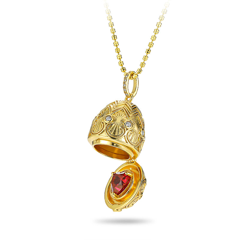 Pre-order Golden time Limited EditionCollection: Red Heart, Dove Egg Box PendantNecklace (chain for free