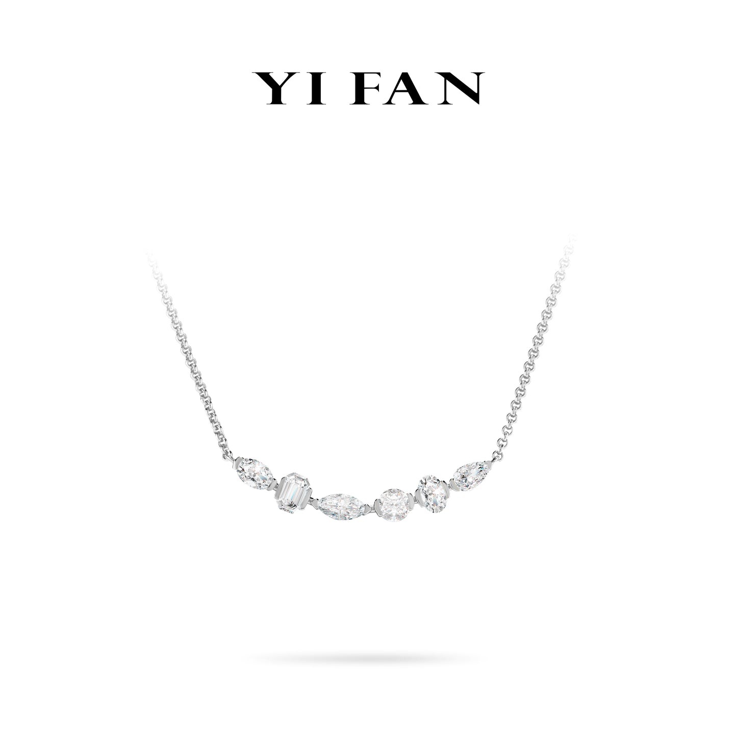 Lab Created Gemstones White “Smile chain” Necklace